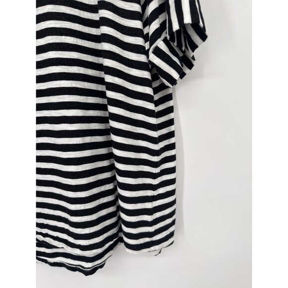 Talbots Womens tee top Black Striped size 2X Plus Cotton Short Sleeve sparkle - Picture 4 of 5